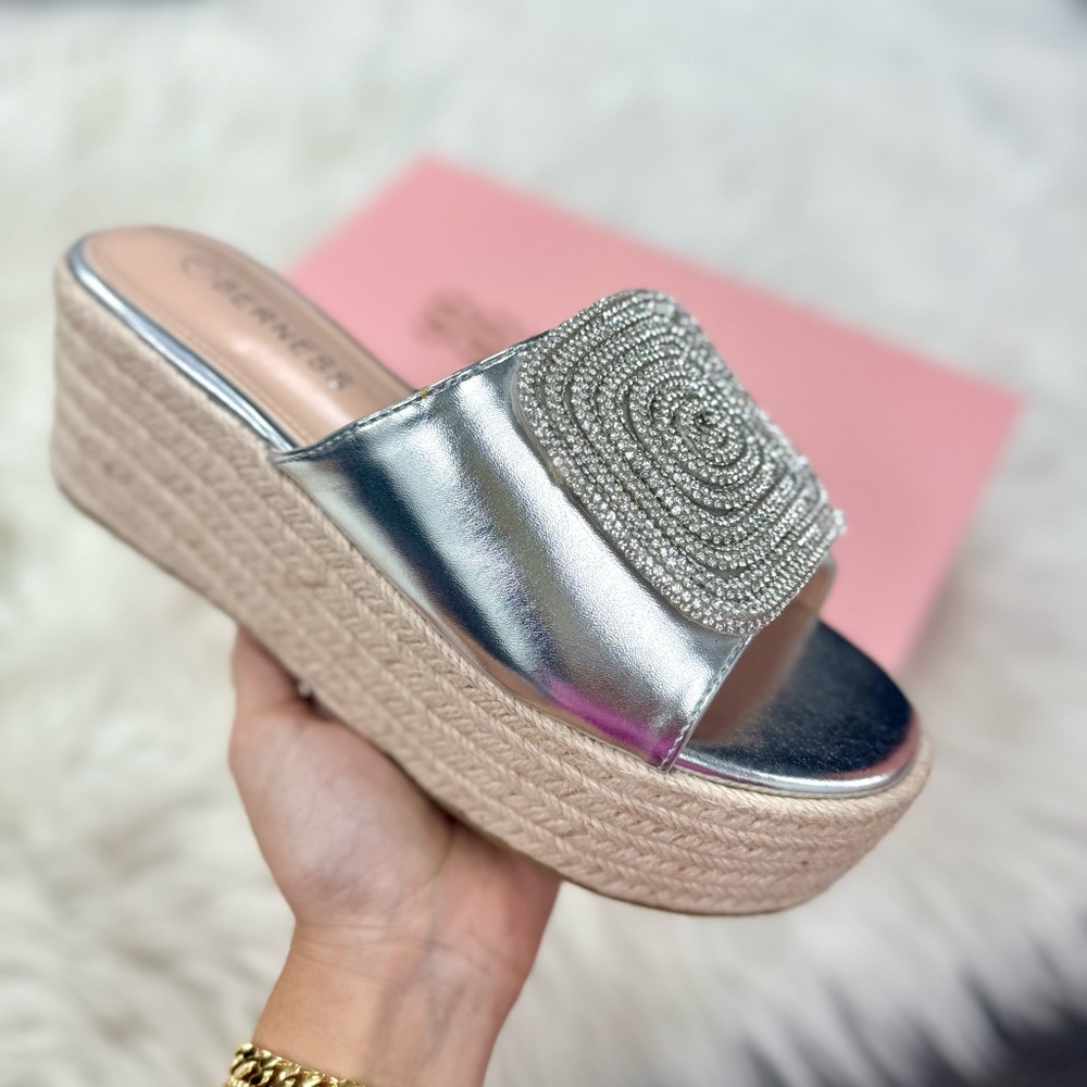 Silver Platform Rhinestone Sandal - Picture 5 of 5